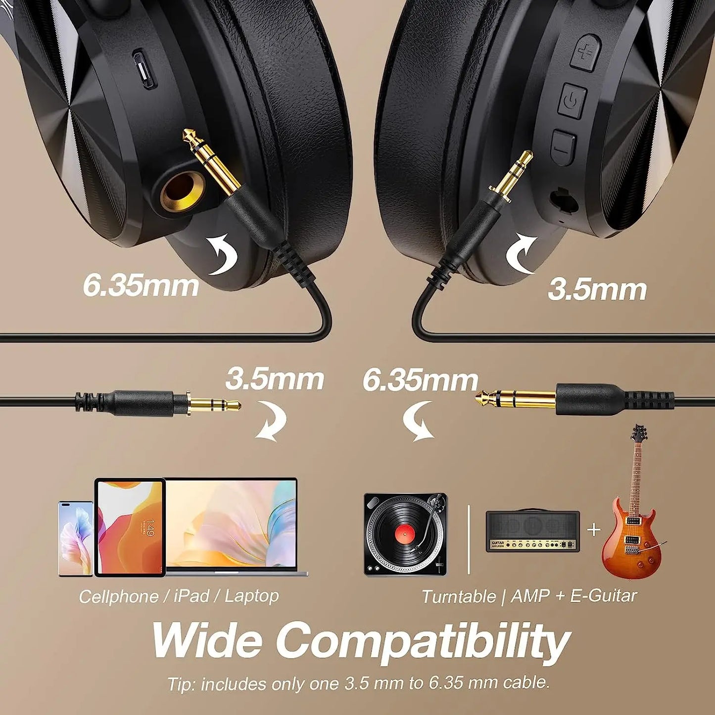 OneOdio A70 Wireless Headphones With Mic Bluetooth 5.2 Headset Over Ear Professional Recording Studio Monitor DJ Headphones