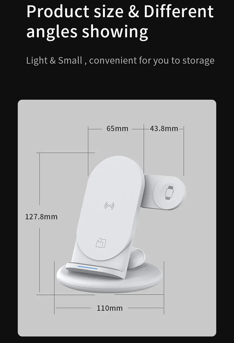 WiWU 3 in 1 Wireless Charger 15W Portable Design Wireless Charging for iPhone 16 15 14 13 12 With Stand Charge for Airpods Watch