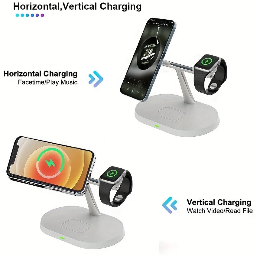 Quick Wireless Charging Stand - 3-in-1 Magnetic USB-C Dock for iPhone,iWatch, AirPods  беспроводная зарядка cargador inalambrico