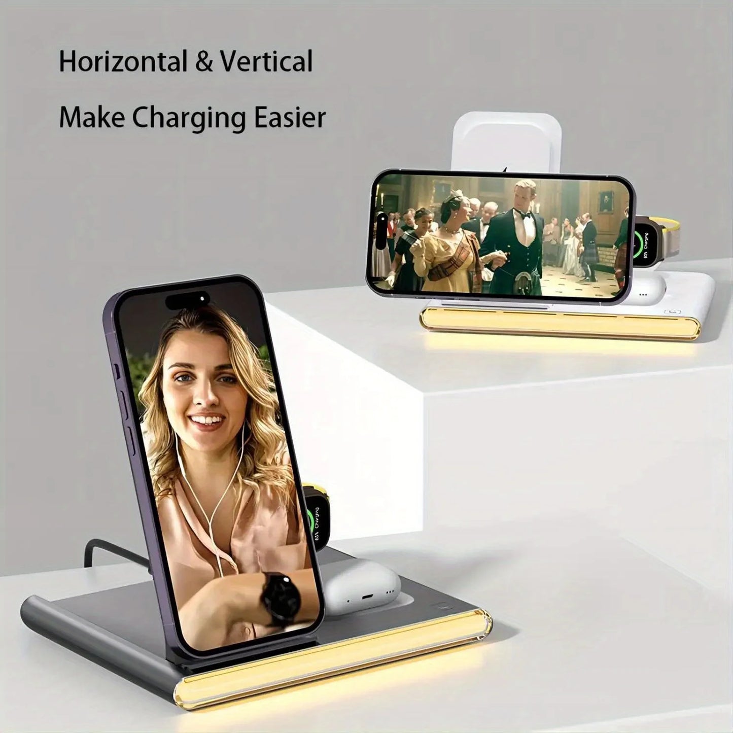 4 in 1 Fast Charing Wireless Charger Station with 30W PD Charger for IPhone/ Samsung All Phones and Watches