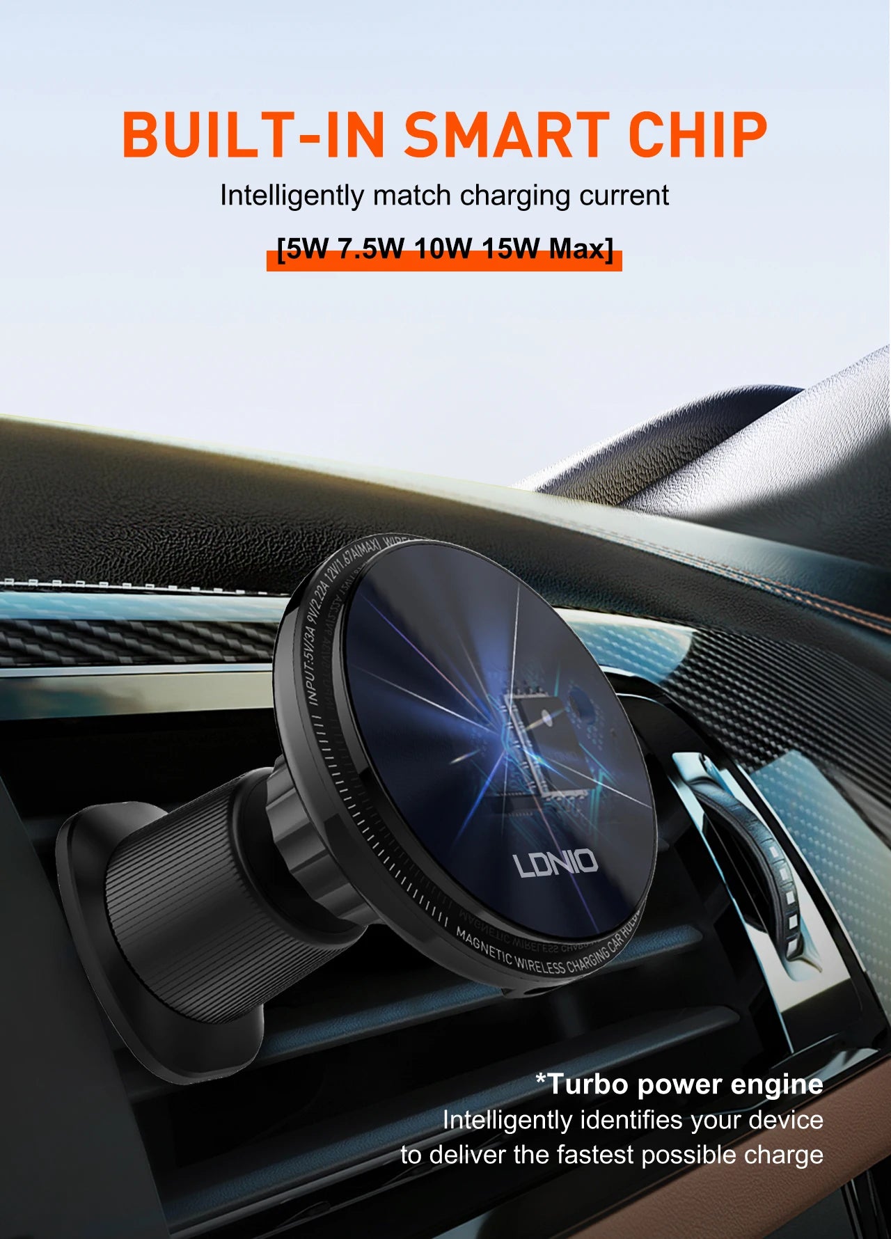 LDNIO Car Phone Holder 15W Wireless Charger For Magsafe Cellphone Grip Tok Magnetic Stand Stabilizer For Iphone 14 15 16 Pro Max