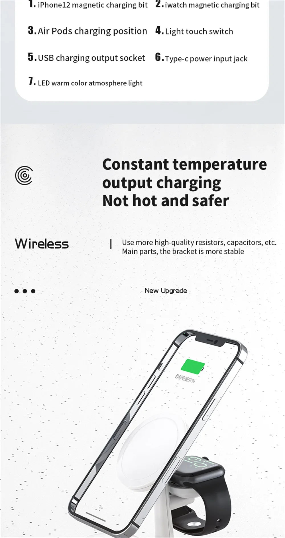 Magnetic 3 in 1 Wireless Charger for IPhone 13/14 15 16 Pro Max/12 15W Fast  Charging Dock Station  Apple Watch AirPods