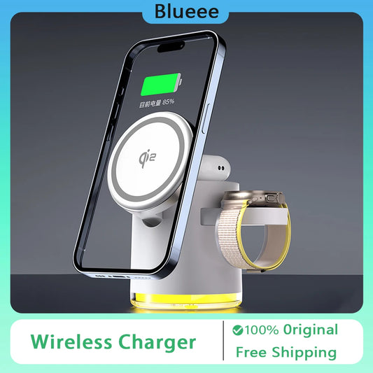 C16 Qi2 3-in-1 Wireless Charger Magsafe Magnetic Fast Charge Earphone Stand Watch Charging Base for IPhone16 15 Watch/Airpods