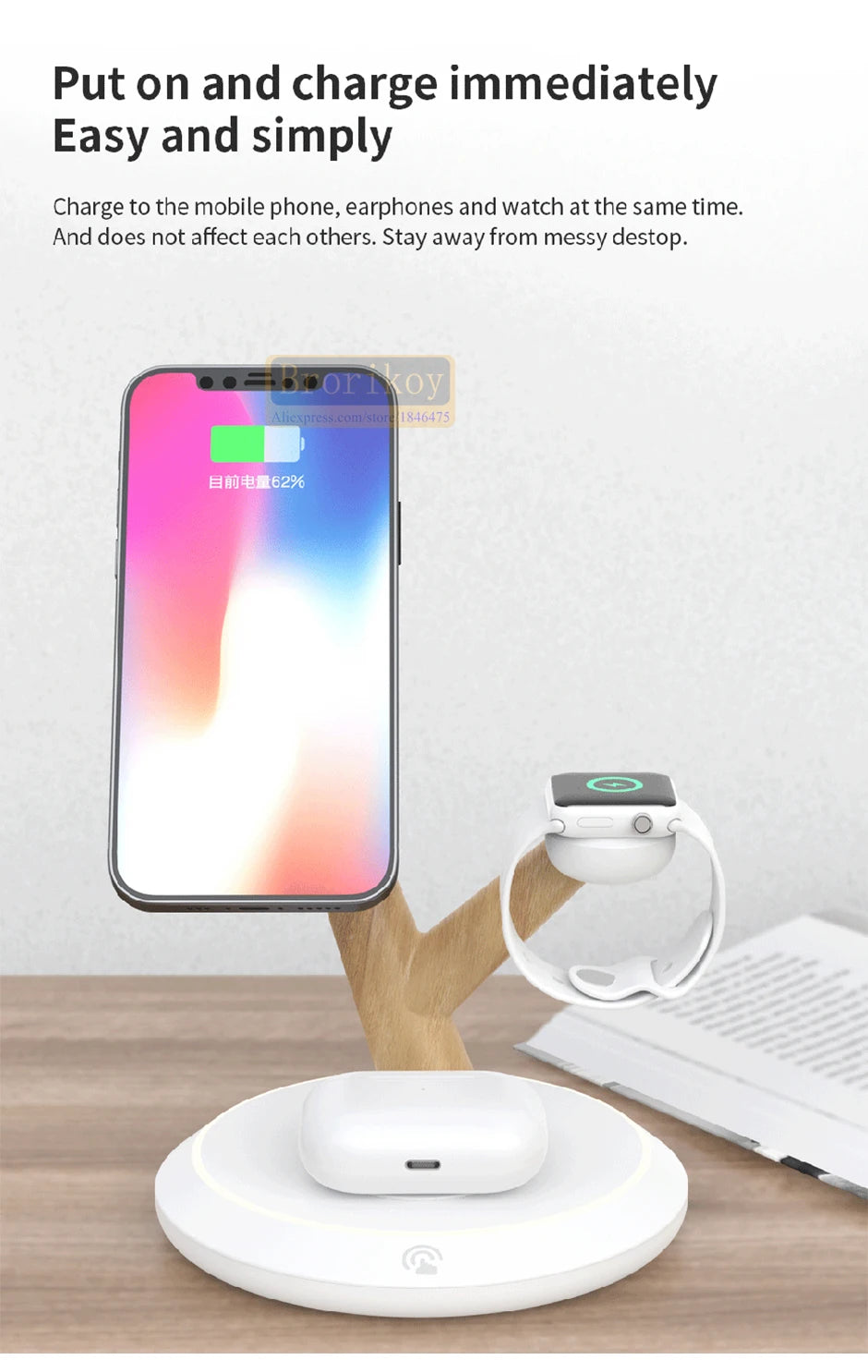 4 in 1 Magnetic 15W Wireless Charger Stand For iPhone 14 ProMax 15 Apple Watch 8 9 7 Airpods Pro PD Fast Charging Station Holder