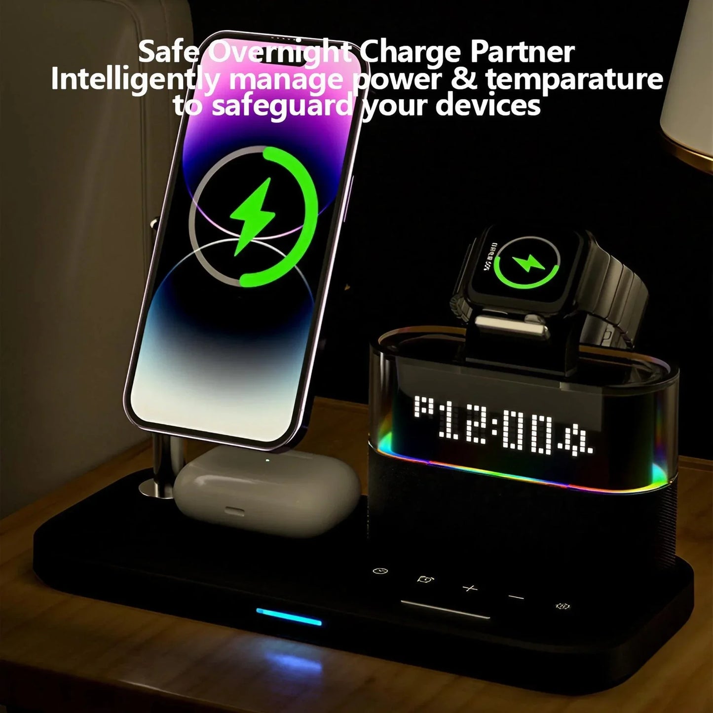 Wireless Charging Station for Magnetic Charging Stand for iPhone Series 15/14/13/12 iWatch Ultra/8/7/6/5 AirPods 3/2/Pro Samsung