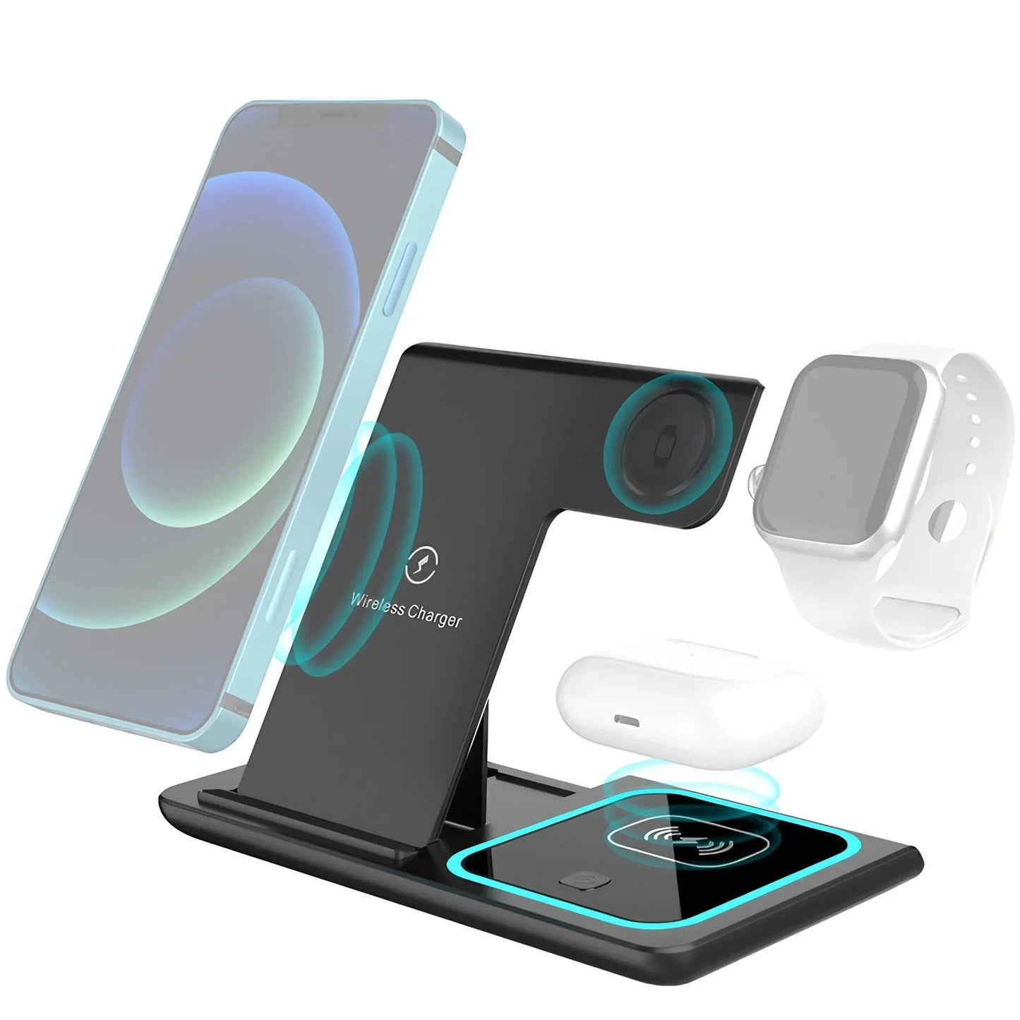 Wireless Charging Station for Magnetic Charging Stand for iPhone Series 15/14/13/12 iWatch Ultra/8/7/6/5 AirPods 3/2/Pro Samsung