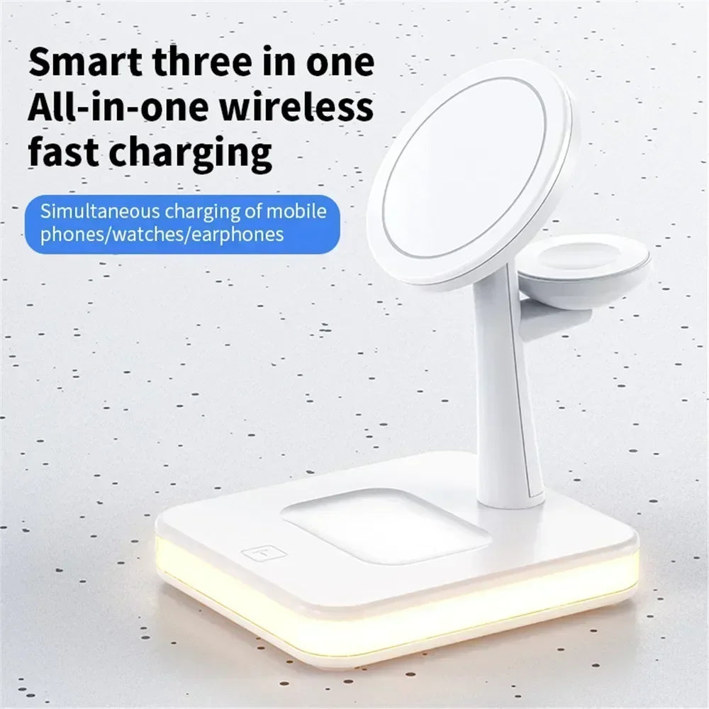 Magnetic 3 in 1 Wireless Charger for IPhone 13/14 15 16 Pro Max/12 15W Fast  Charging Dock Station  Apple Watch AirPods