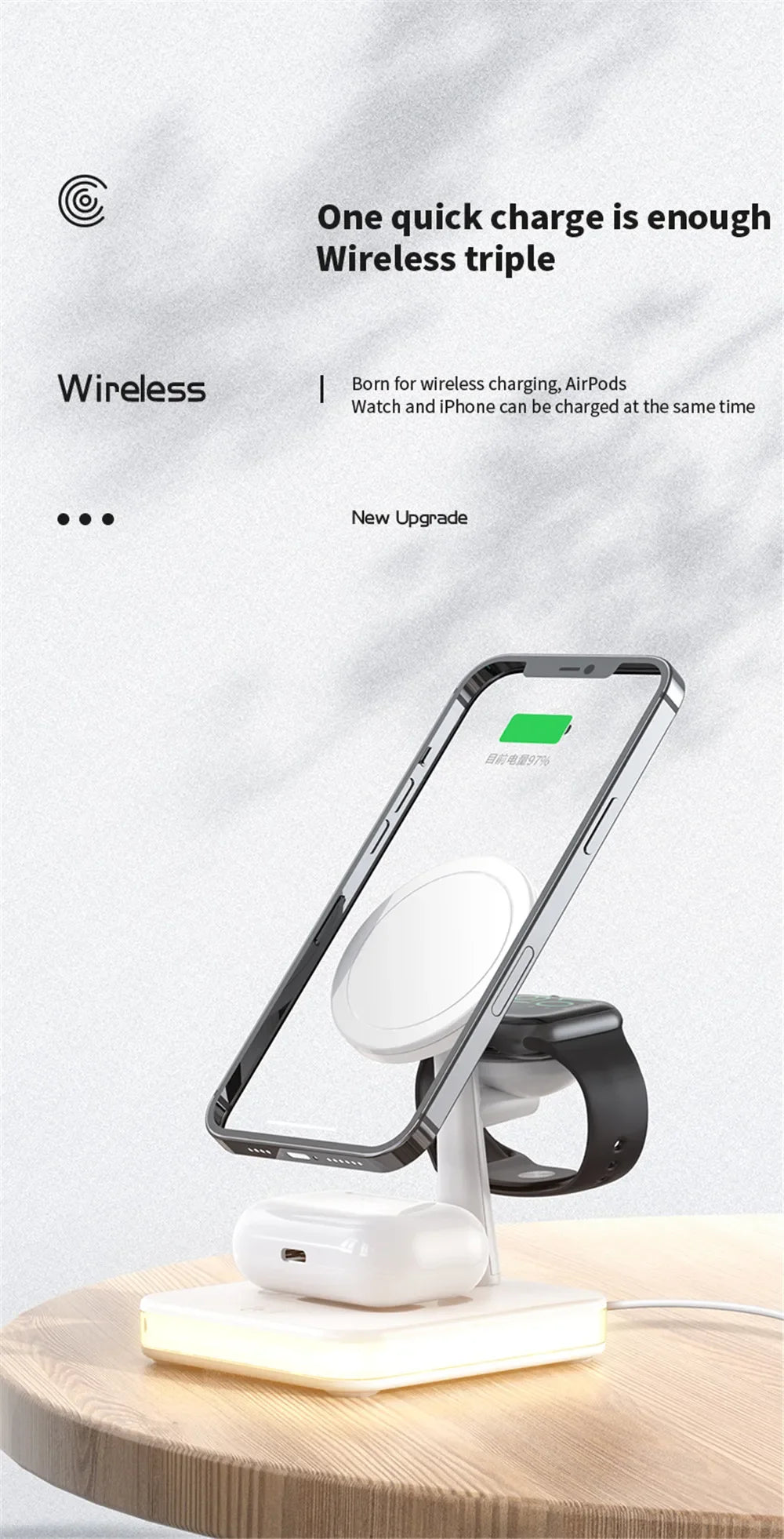 Magnetic 3 in 1 Wireless Charger for IPhone 13/14 15 16 Pro Max/12 15W Fast  Charging Dock Station  Apple Watch AirPods