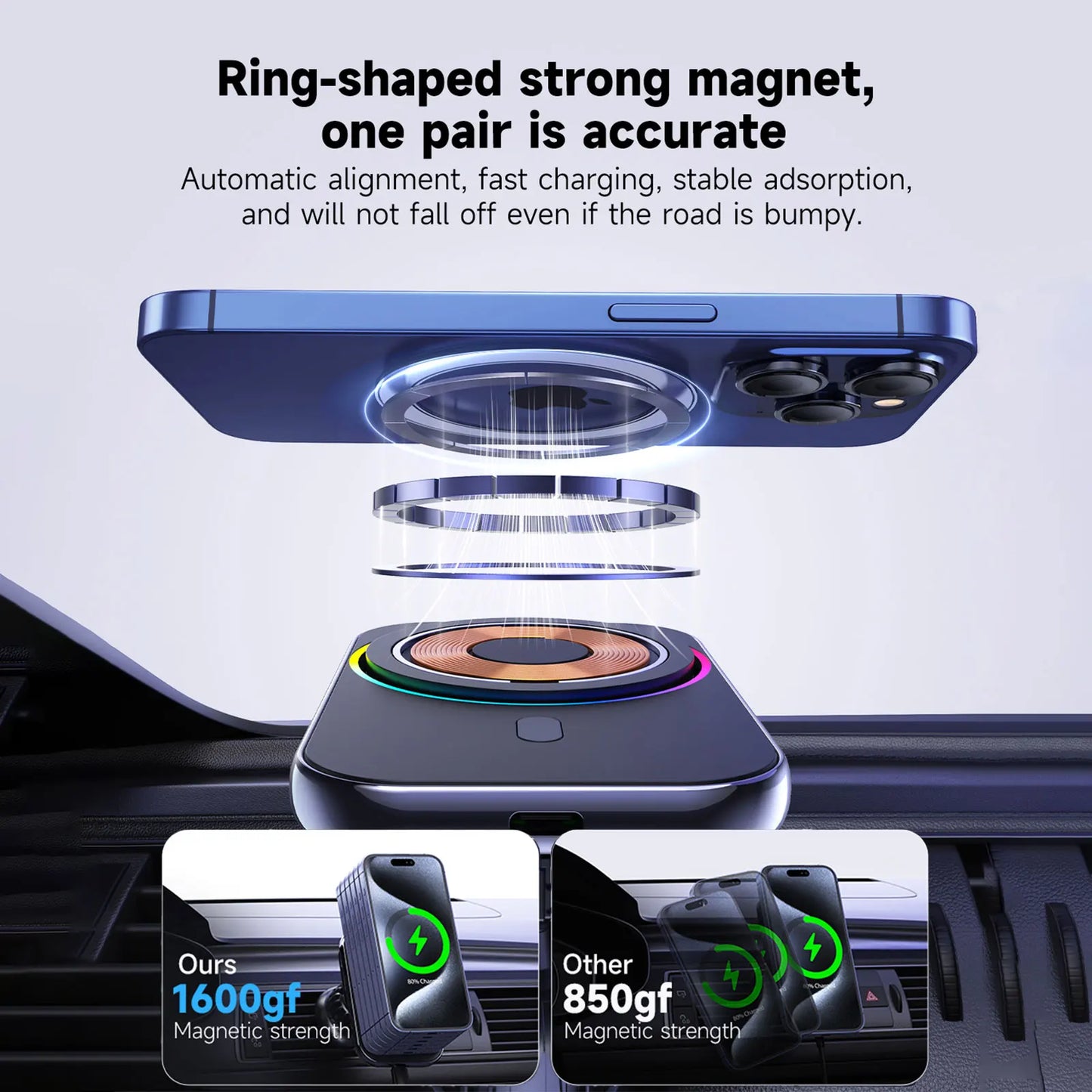 Qi2 Ice Cooling Magnetic Wireless Car Charger Fast Charging Station For iPhone 16 15 14 13 12 Pro Max Car Phone Holder Stand