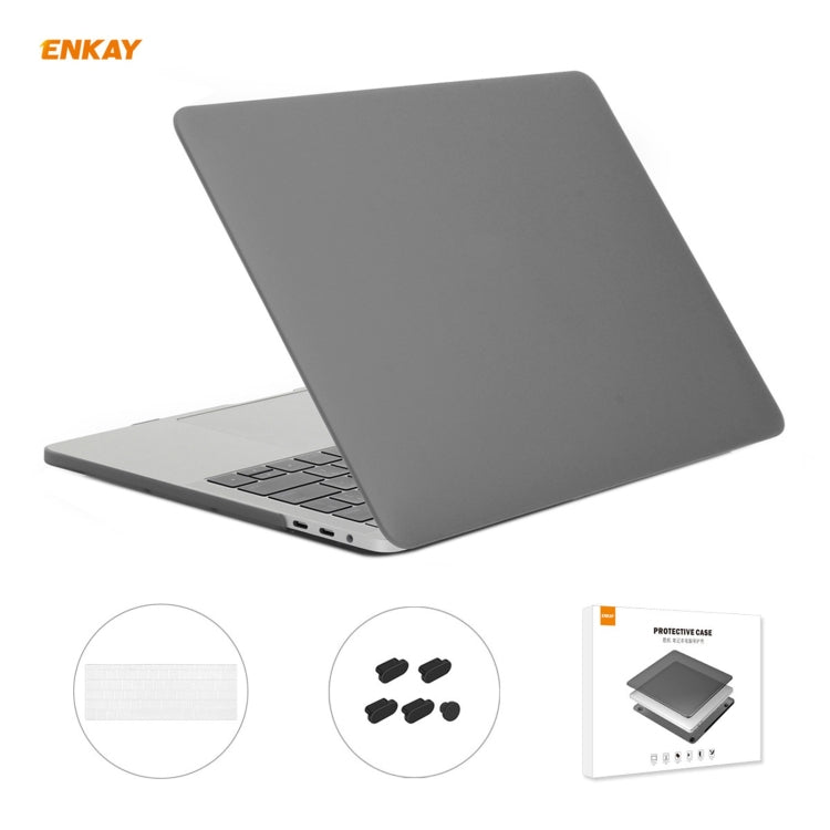 ENKAY 3 in 1 Matte Laptop Protective Case + US Version TPU Keyboard Film + Anti-dust Plugs Set for MacBook Pro 13.3 inch A1706 / A1989 / A2159 (with Touch Bar)