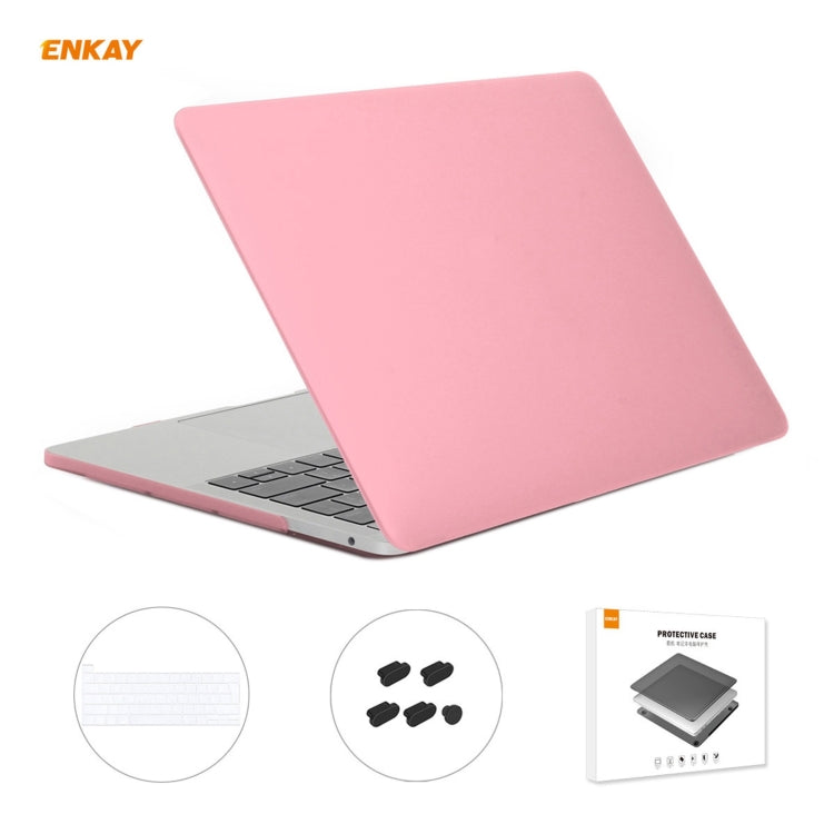 ENKAY 3 in 1 Matte Laptop Protective Case + EU Version TPU Keyboard Film + Anti-dust Plugs Set for MacBook Pro 13.3 inch A2251 & A2289 & A2338 (with Touch Bar)