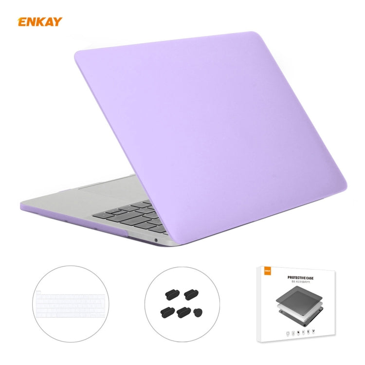 ENKAY 3 in 1 Matte Laptop Protective Case + EU Version TPU Keyboard Film + Anti-dust Plugs Set for MacBook Pro 13.3 inch A2251 & A2289 & A2338 (with Touch Bar)