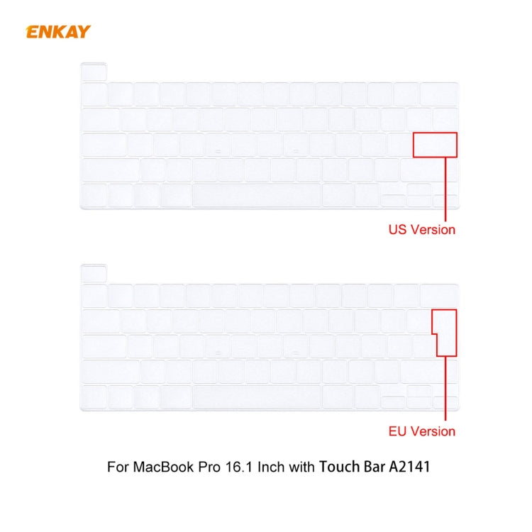 ENKAY 3 in 1 Crystal Laptop Protective Case + US Version TPU Keyboard Film + Anti-dust Plugs Set for MacBook Pro 16 inch A2141 (with Touch Bar)