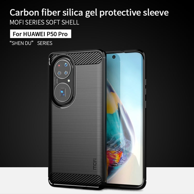 MOFI Gentleness Series Brushed Texture Carbon Fiber Soft TPU Case, For Huawei P50 Pro, For Xiaomi Mi 11 Ultra, For OnePlus 8