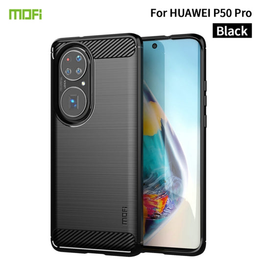 MOFI Gentleness Series Brushed Texture Carbon Fiber Soft TPU Case, For Huawei P50 Pro, For Xiaomi Mi 11 Ultra, For OnePlus 8