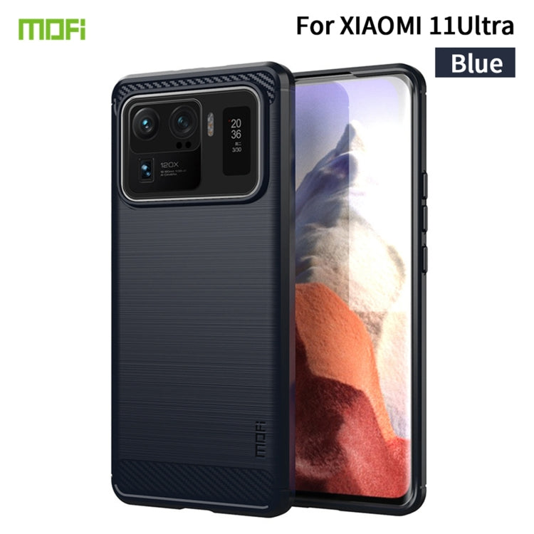 MOFI Gentleness Series Brushed Texture Carbon Fiber Soft TPU Case, For Huawei P50 Pro, For Xiaomi Mi 11 Ultra, For OnePlus 8