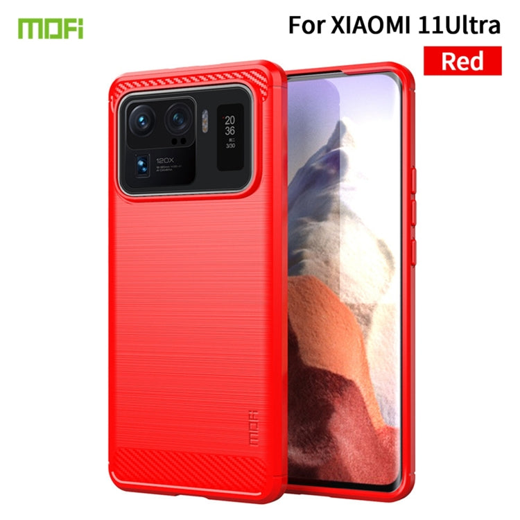 MOFI Gentleness Series Brushed Texture Carbon Fiber Soft TPU Case, For Huawei P50 Pro, For Xiaomi Mi 11 Ultra, For OnePlus 8