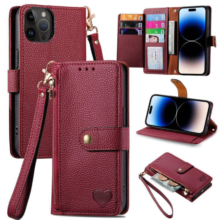 Love Zipper Lanyard Leather Phone Case, Series 3