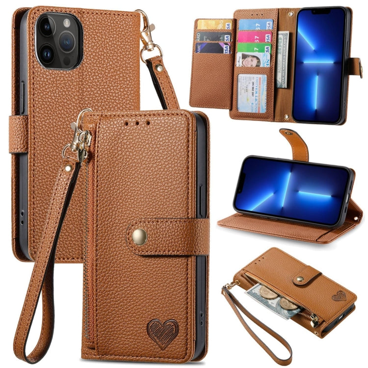 Love Zipper Lanyard Leather Phone Case, Series 1