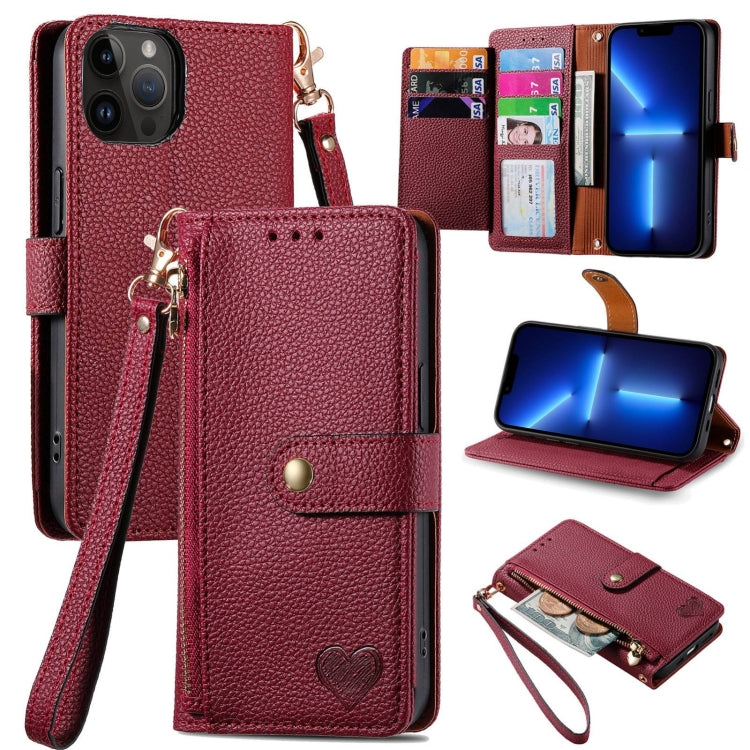 Love Zipper Lanyard Leather Phone Case, Series 1