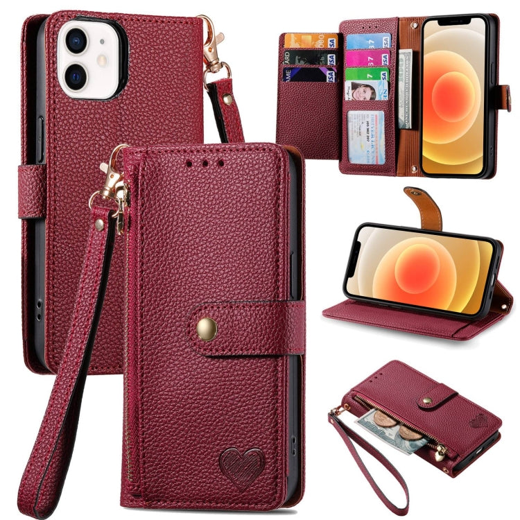 Love Zipper Lanyard Leather Phone Case, Series 6