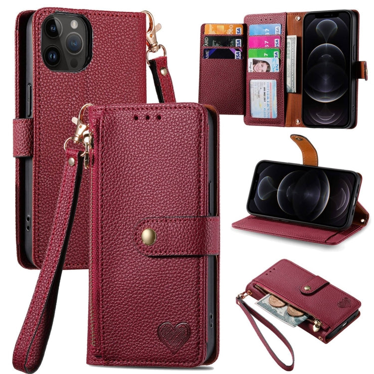 Love Zipper Lanyard Leather Phone Case, Series 4