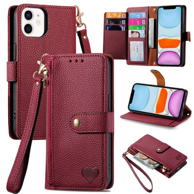 Love Zipper Lanyard Leather Phone Case, Series 1