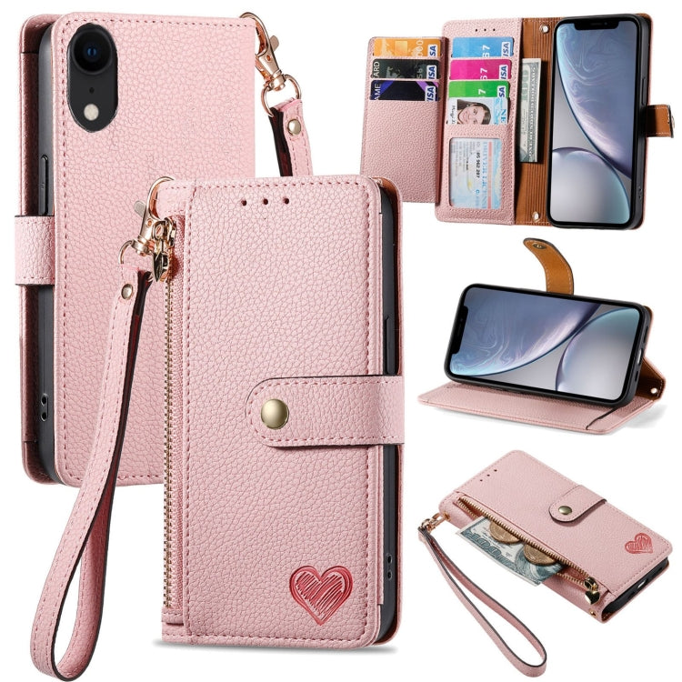 Love Zipper Lanyard Leather Phone Case, Series 1