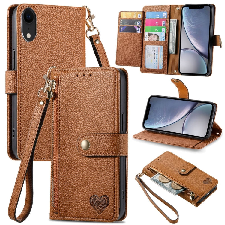 Love Zipper Lanyard Leather Phone Case, Series 1