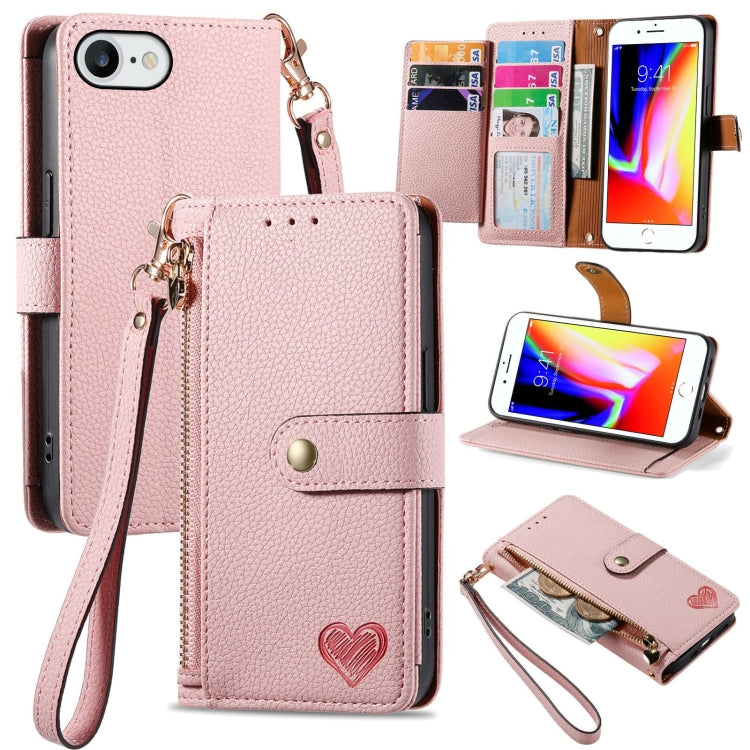 Love Zipper Lanyard Leather Phone Case, Series 1