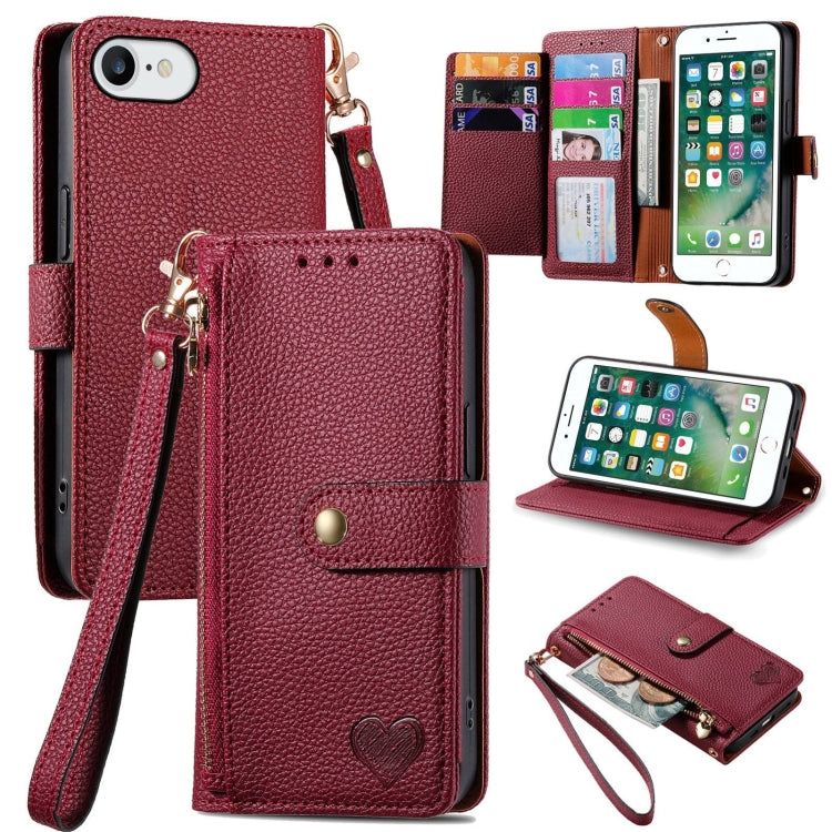 Love Zipper Lanyard Leather Phone Case, Series 6