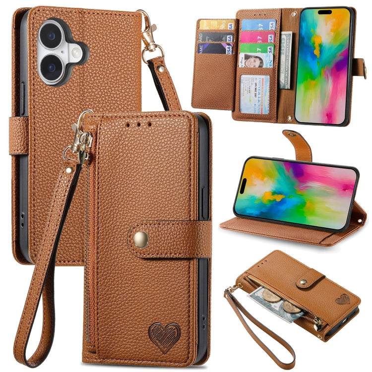 Love Zipper Lanyard Leather Phone Case, Series 1