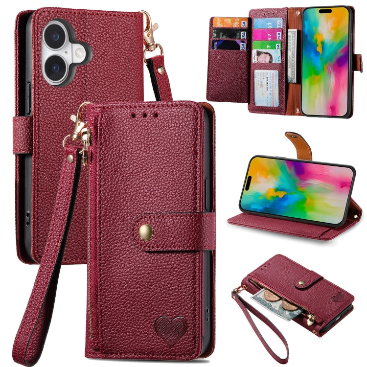 Love Zipper Lanyard Leather Phone Case, Series 1