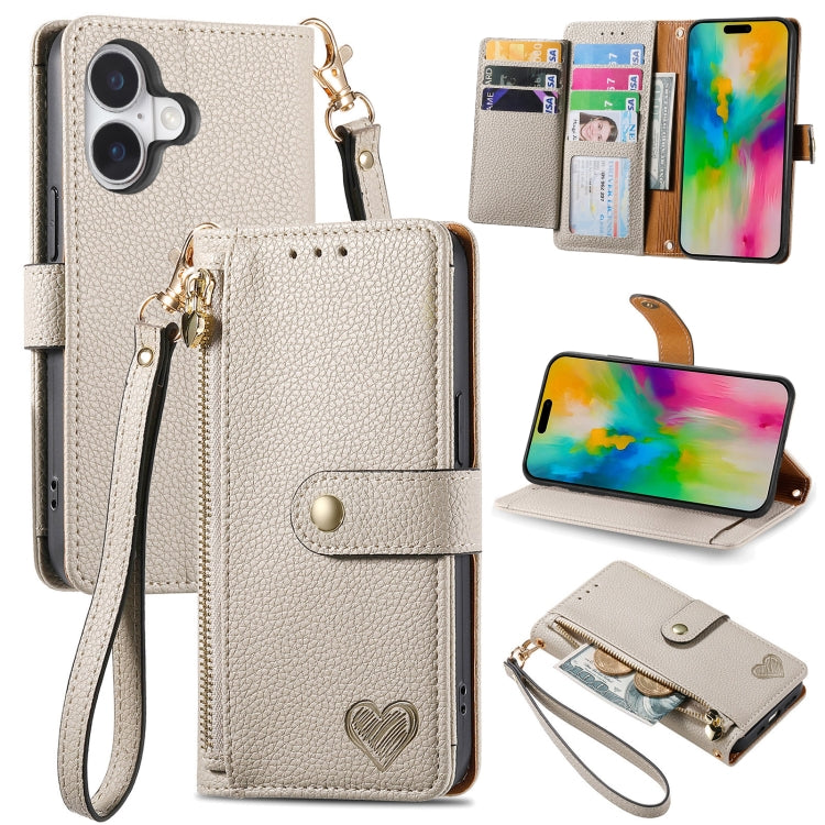 Love Zipper Lanyard Leather Phone Case, Series 1