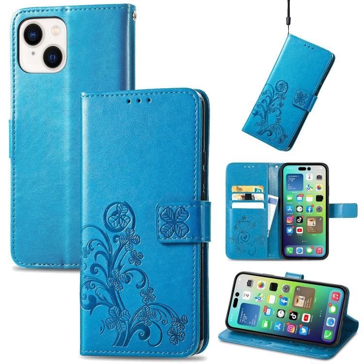 Four-leaf Clasp Embossed Buckle Leather Phone Case