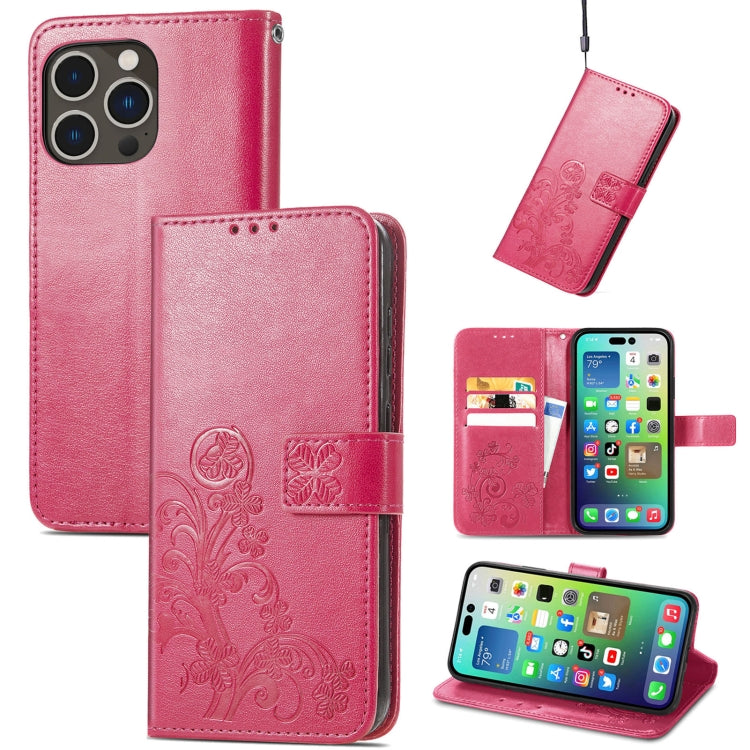 Four-leaf Clasp Embossed Buckle Leather Phone Case