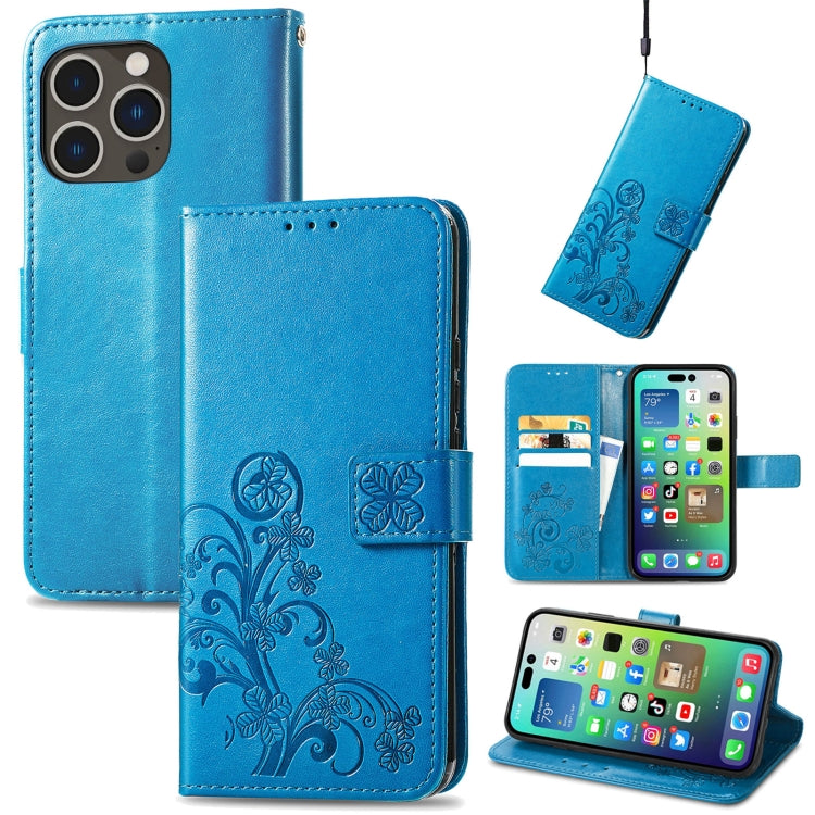 Four-leaf Clasp Embossed Buckle Leather Phone Case