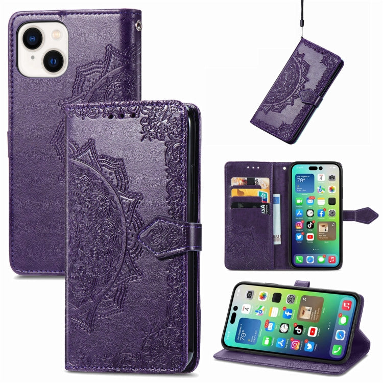 Mandala Flower Embossed Leather Phone Case, Series 2