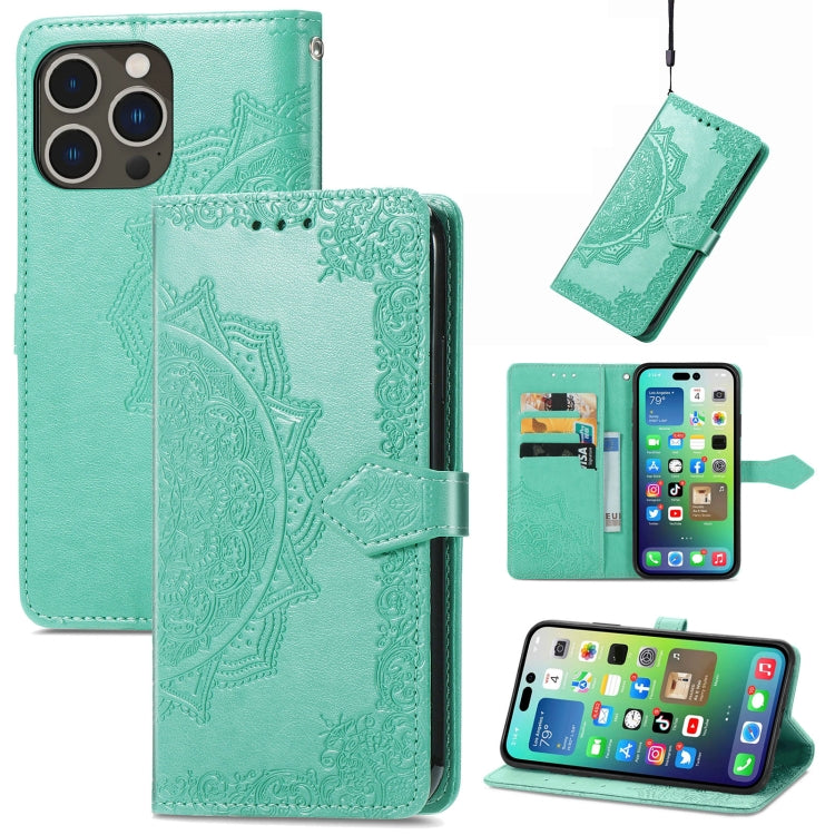 Mandala Flower Embossed Leather Phone Case, Series 1