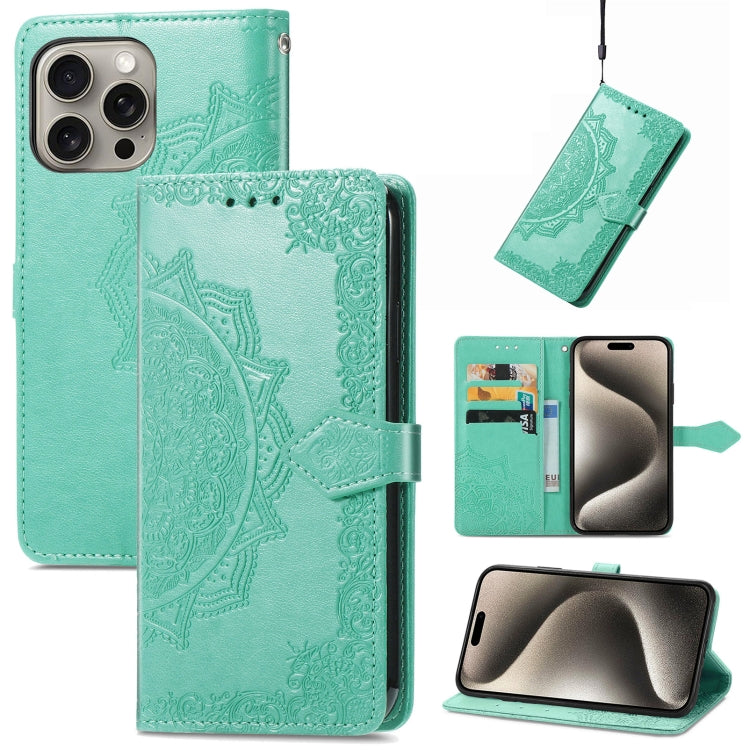 Mandala Flower Embossed Leather Phone Case, Series 2