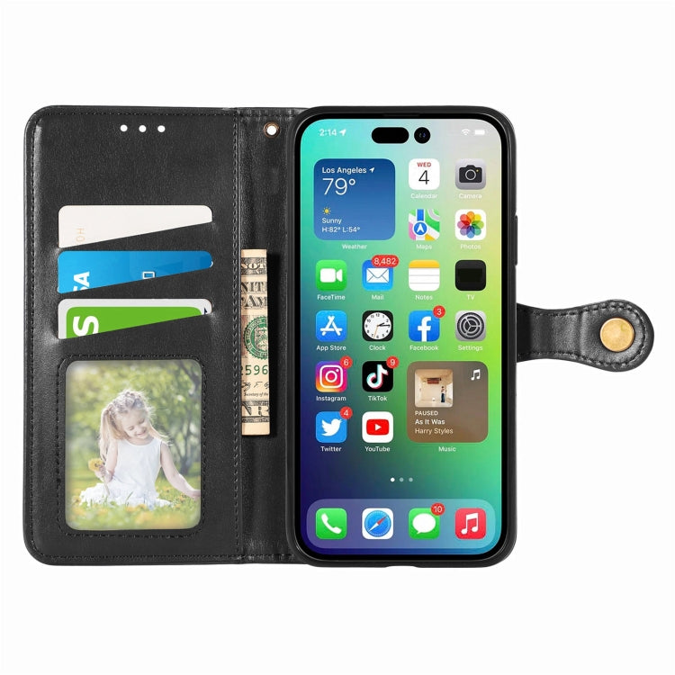 Retro Solid Color Buckle Leather Phone Case