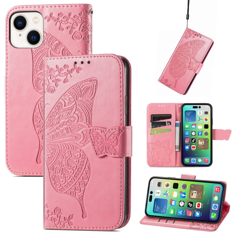 Butterfly Love Flower Embossed Leather Phone Case