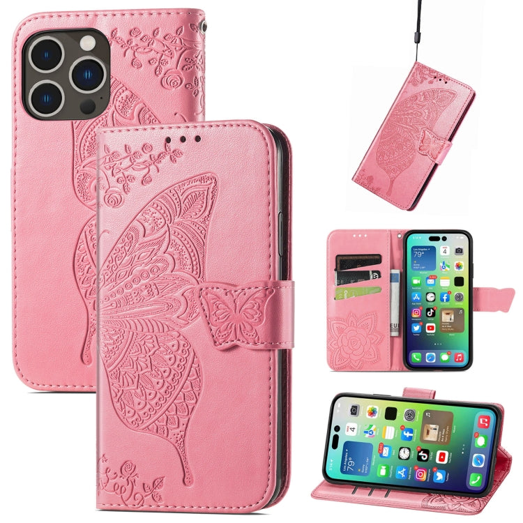 Butterfly Love Flower Embossed Leather Phone Case