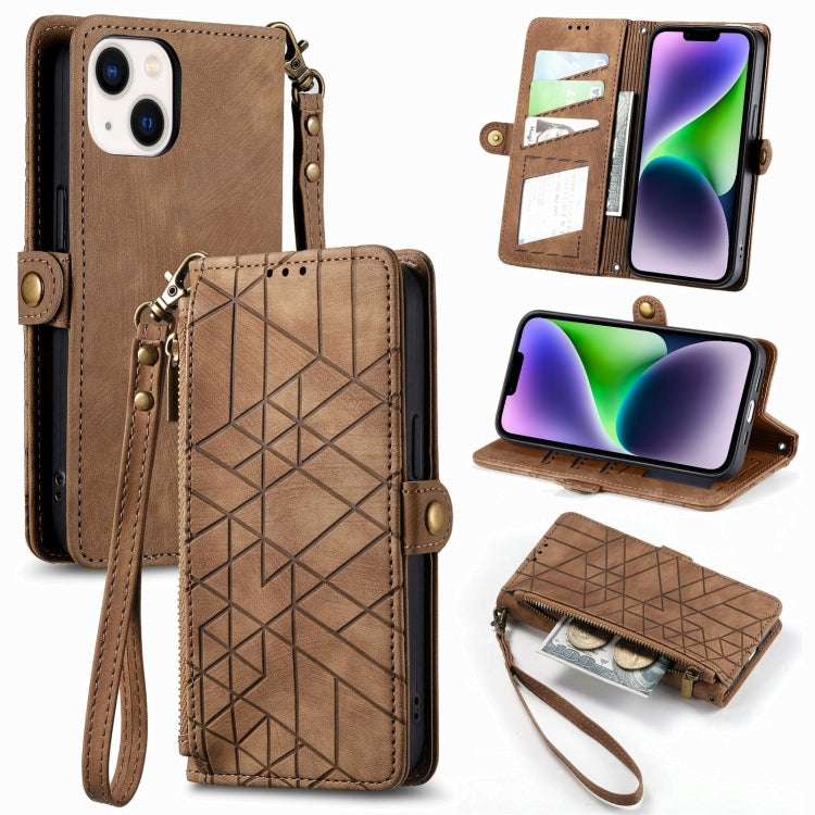 Geometric Zipper Wallet Side Buckle Leather Phone Case, Series 2