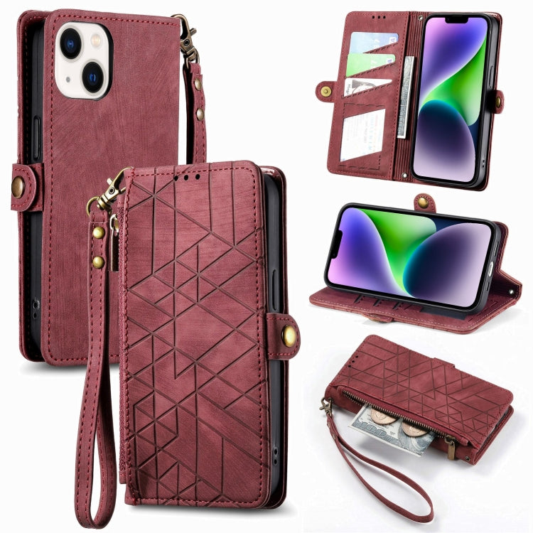 Geometric Zipper Wallet Side Buckle Leather Phone Case, Series 2