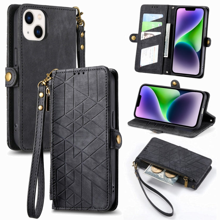 Geometric Zipper Wallet Side Buckle Leather Phone Case, Series 2