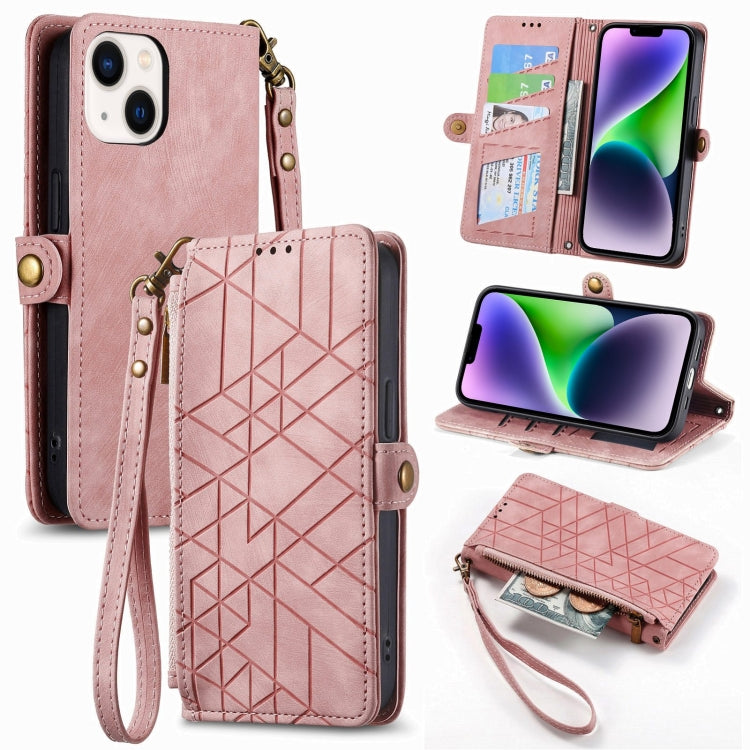 Geometric Zipper Wallet Side Buckle Leather Phone Case, Series 2