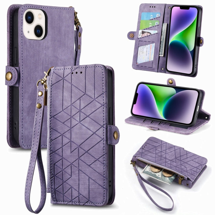 Geometric Zipper Wallet Side Buckle Leather Phone Case, Series 2