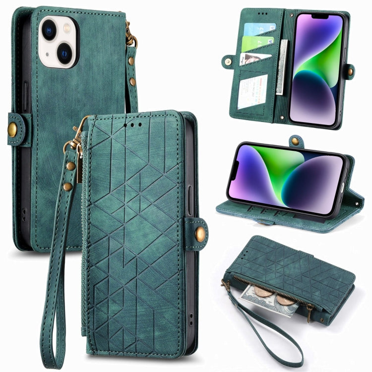 Geometric Zipper Wallet Side Buckle Leather Phone Case, Series 2