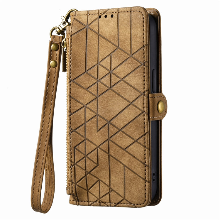 Geometric Zipper Wallet Side Buckle Leather Phone Case, Series 6